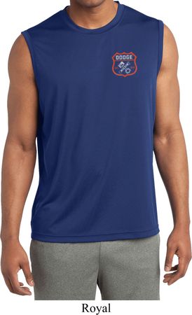 Mens Dodge Garage Pocket Print Sleeveless Dry Wicking Shirt