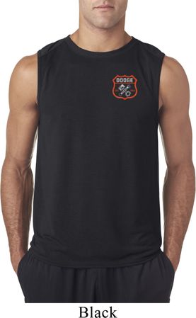 Mens Dodge Garage Pocket Print Sleeveless Shirt