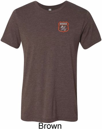 Mens Dodge Garage Pocket Print Tri Blend Crewneck Shirt