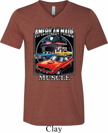 Mens Dodge Shirt Chrysler American Made Tri Blend V-neck Tee T-Shirt
