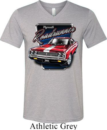 Mens Dodge Shirt Plymouth Roadrunner Tri Blend V-neck Tee T-Shirt
