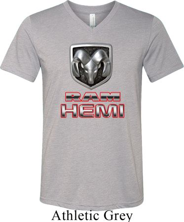 Mens Dodge Shirt Ram Hemi Logo Tri Blend V-neck Tee T-Shirt