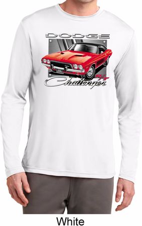Mens Dodge Shirt Red Challenger Dry Wicking Long Sleeve Tee T-Shirt
