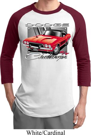 Mens Dodge Shirt Red Challenger Raglan Tee T-Shirt