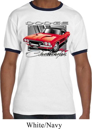 Mens Dodge Shirt Red Challenger Ringer Tee T-Shirt