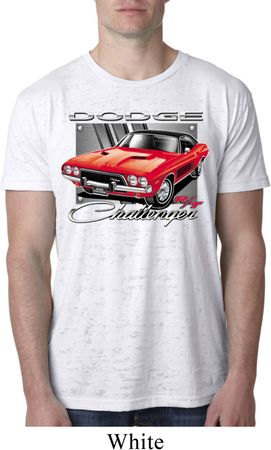 Mens Dodge Shirt Red Challenger White Burnout Tee T-Shirt