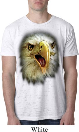Mens Eagle Shirt Big Eagle Face Burnout T-Shirt