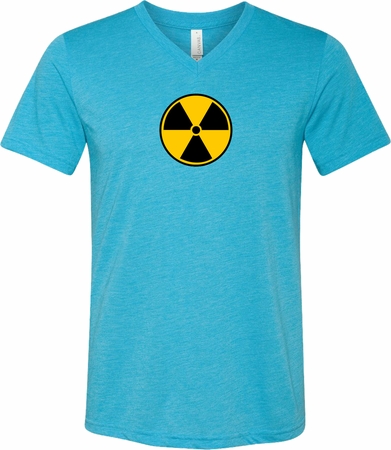 Mens Fallout Shirt Radiation Symbol Tri Blend V-neck Tee
