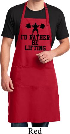 Mens Fitness Apron I Rather Be Lifting Full Length Apron with Pockets