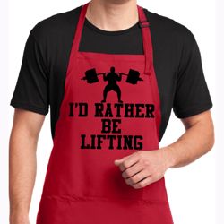 Mens Fitness Apron I Rather Be Lifting Full Length Apron with Pockets Mens Fitness Apron I Rather Be Lifting Full Length Apron with Pockets