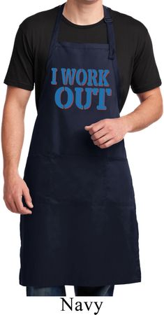 Mens Fitness Apron I Work Out Full Length Apron with Pockets