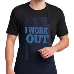 Mens Fitness Apron I Work Out Full Length Apron with Pockets Mens Fitness Apron I Work Out Full Length Apron with Pockets