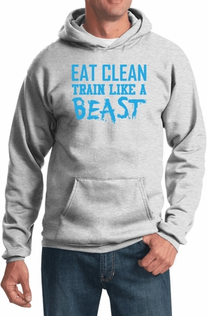 Mens Fitness Hoodie Eat Clean Train Like a Beast Hoody
