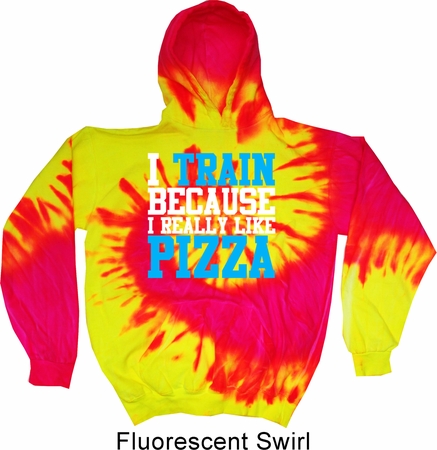 Mens Fitness Hoodie I Train For Pizza Tie Dye Hoody