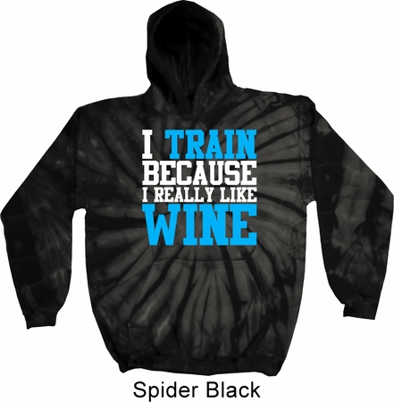 Mens Fitness Hoodie I Train For Wine Tie Dye Hoody