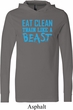 Mens Fitness Shirt Eat Clean Train Like a Beast Lightweight Hoodie Tee