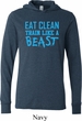 Mens Fitness Shirt Eat Clean Train Like a Beast Lightweight Hoodie Tee
