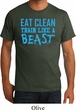 Mens Fitness Shirt Eat Clean Train Like a Beast Organic Tee T-Shirt