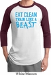 Mens Fitness Shirt Eat Clean Train Like a Beast Raglan Tee T-Shirt