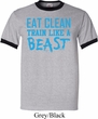 Mens Fitness Shirt Eat Clean Train Like a Beast Ringer Tee T-Shirt