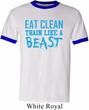 Mens Fitness Shirt Eat Clean Train Like a Beast Ringer Tee T-Shirt