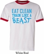 Mens Fitness Shirt Eat Clean Train Like a Beast Ringer Tee T-Shirt