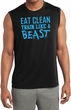 Mens Fitness Shirt Eat Clean Train Like a Beast Sleeveless Moisture Wicking Tee T-Shirt