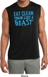 Mens Fitness Shirt Eat Clean Train Like a Beast Sleeveless Moisture Wicking Tee T-Shirt