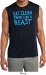 Mens Fitness Shirt Eat Clean Train Like a Beast Sleeveless Moisture Wicking Tee T-Shirt