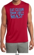 Mens Fitness Shirt Eat Clean Train Like a Beast Sleeveless Moisture Wicking Tee T-Shirt