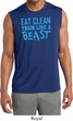Mens Fitness Shirt Eat Clean Train Like a Beast Sleeveless Moisture Wicking Tee T-Shirt