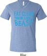 Mens Fitness Shirt Eat Clean Train Like a Beast Tri Blend V-neck Tee