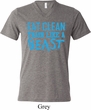 Mens Fitness Shirt Eat Clean Train Like a Beast Tri Blend V-neck Tee