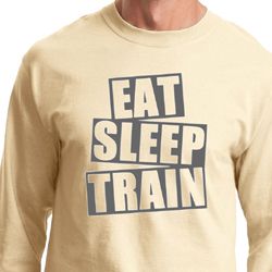 Mens Fitness Shirt Eat Sleep Train Long Sleeve Tee Mens Fitness Shirt Eat Sleep Train Long Sleeve Tee