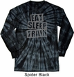 Mens Fitness Shirt Eat Sleep Train Long Sleeve Tie Dye Tee T-shirt