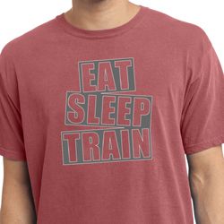 Mens Fitness Shirt Eat Sleep Train Pigment Dyed Tee T-Shirt Mens Fitness Shirt Eat Sleep Train Pigment Dyed Tee T-Shirt