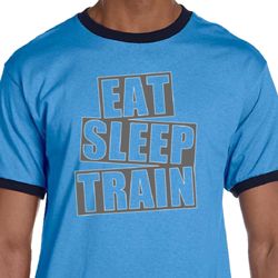 Mens Fitness Shirt Eat Sleep Train Ringer Tee T-Shirt Mens Fitness Shirt Eat Sleep Train Ringer Tee T-Shirt