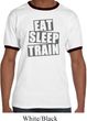 Mens Fitness Shirt Eat Sleep Train Ringer Tee T-Shirt