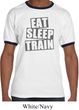 Mens Fitness Shirt Eat Sleep Train Ringer Tee T-Shirt