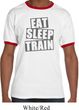 Mens Fitness Shirt Eat Sleep Train Ringer Tee T-Shirt