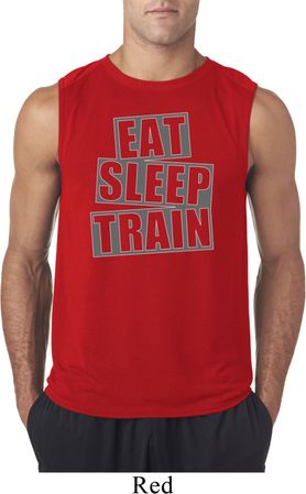 Mens Fitness Shirt Eat Sleep Train Sleeveless Tee T-Shirt