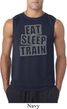 Mens Fitness Shirt Eat Sleep Train Sleeveless Tee T-Shirt