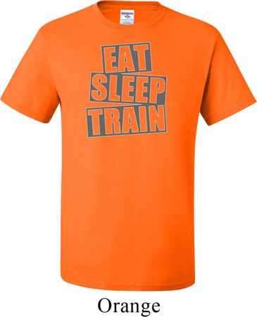 Mens Fitness Shirt Eat Sleep Train Tall Tee T-Shirt