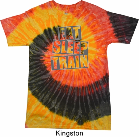 Mens Fitness Shirt Eat Sleep Train Tie Dye Tee T-shirt