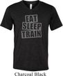 Mens Fitness Shirt Eat Sleep Train Tri Blend V-neck Tee