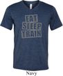 Mens Fitness Shirt Eat Sleep Train Tri Blend V-neck Tee