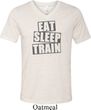Mens Fitness Shirt Eat Sleep Train Tri Blend V-neck Tee