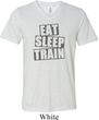 Mens Fitness Shirt Eat Sleep Train Tri Blend V-neck Tee