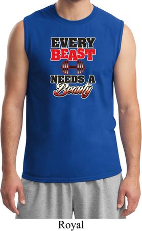 Mens Fitness Shirt Every Beast Needs A Beauty Muscle Tee T-Shirt