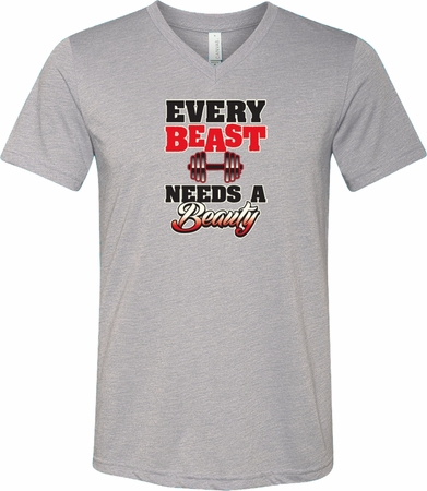 Mens Fitness Shirt Every Beast Tri Blend V-neck Tee T-Shirt
